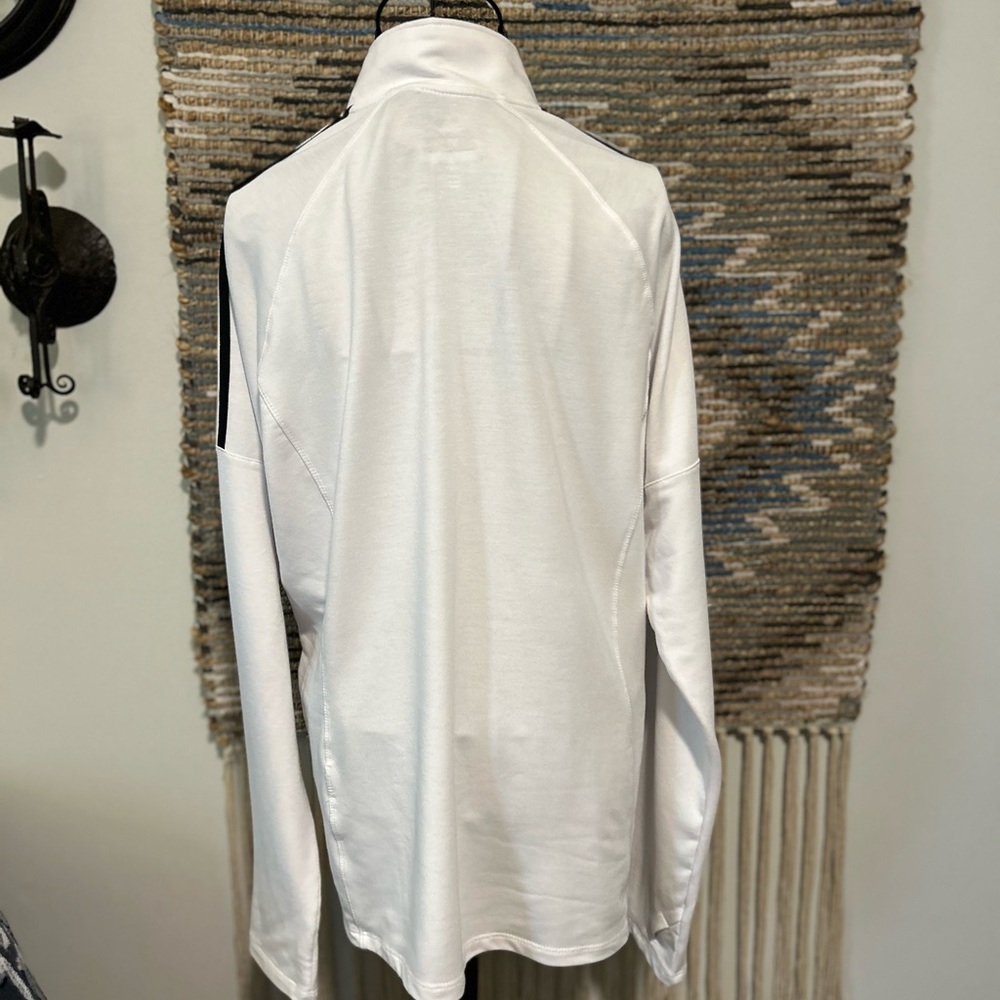 Adidas White Quarter-Zip Pullover with Black Stripes - Picture 6 of 10